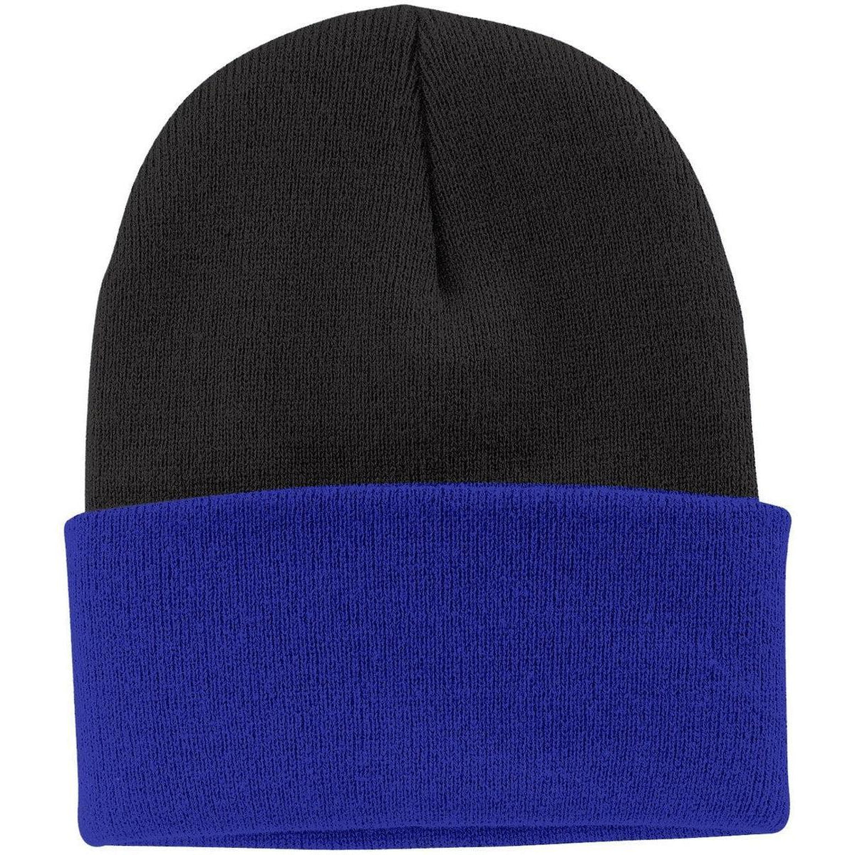 no-logo Port & Company Knit Cap-Headwear-Port & Company-Black/Athletic Royal-Thread Logic