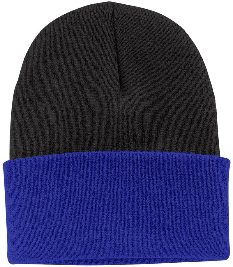 Port & Company Knit Cap-Regular-Port & Company-Black/Athletic Royal-Thread Logic