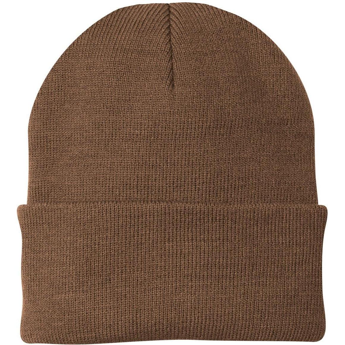 no-logo Port & Company Knit Cap-Headwear-Port & Company-Brown-Thread Logic