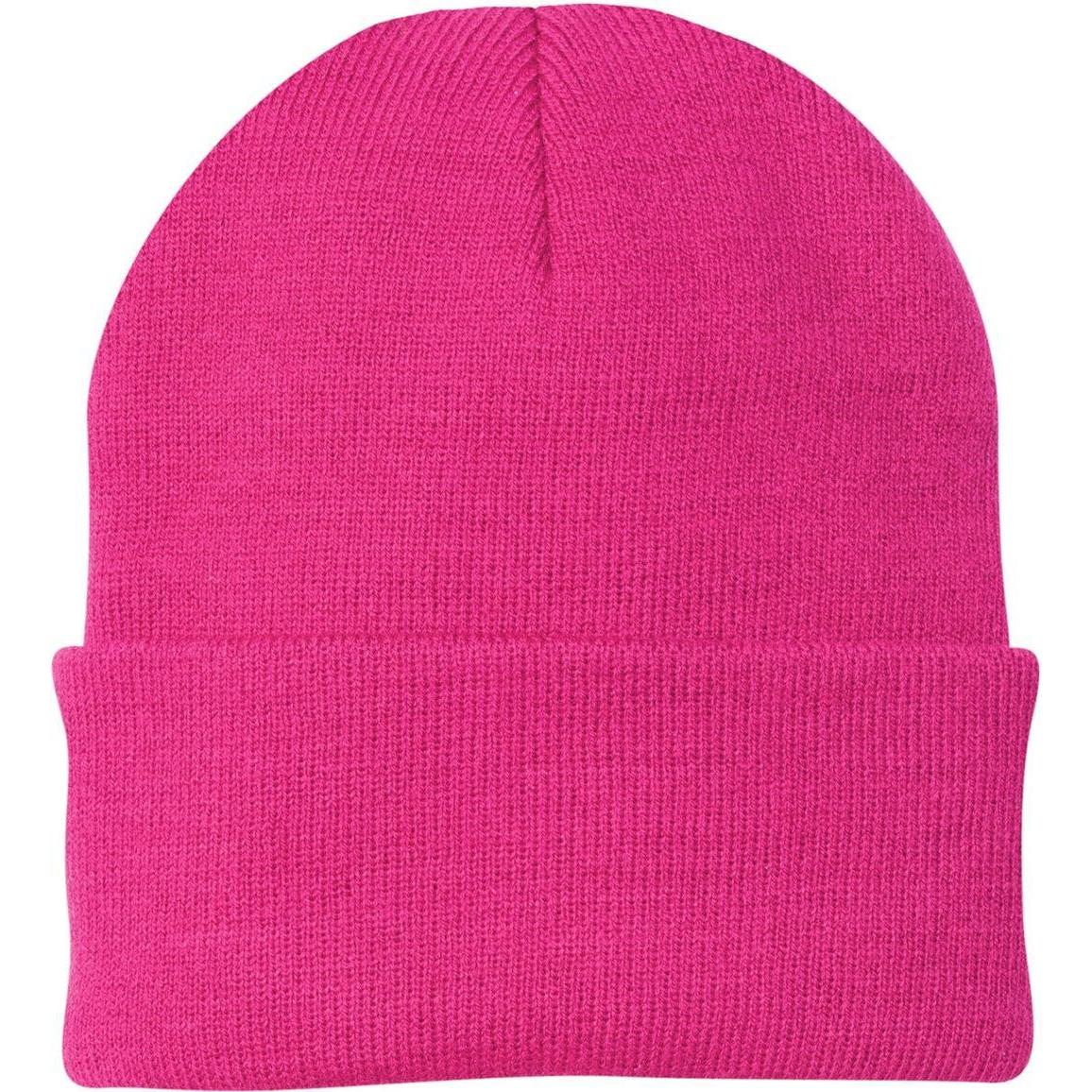 no-logo Port & Company Knit Cap-Headwear-Port & Company-Neon Pink Glo-Thread Logic