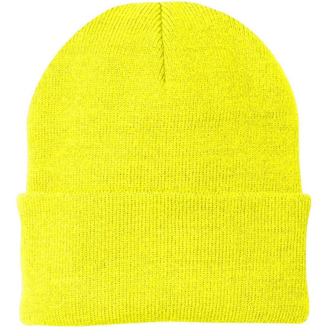 no-logo Port & Company Knit Cap-Headwear-Port & Company-Neon Yellow-Thread Logic
