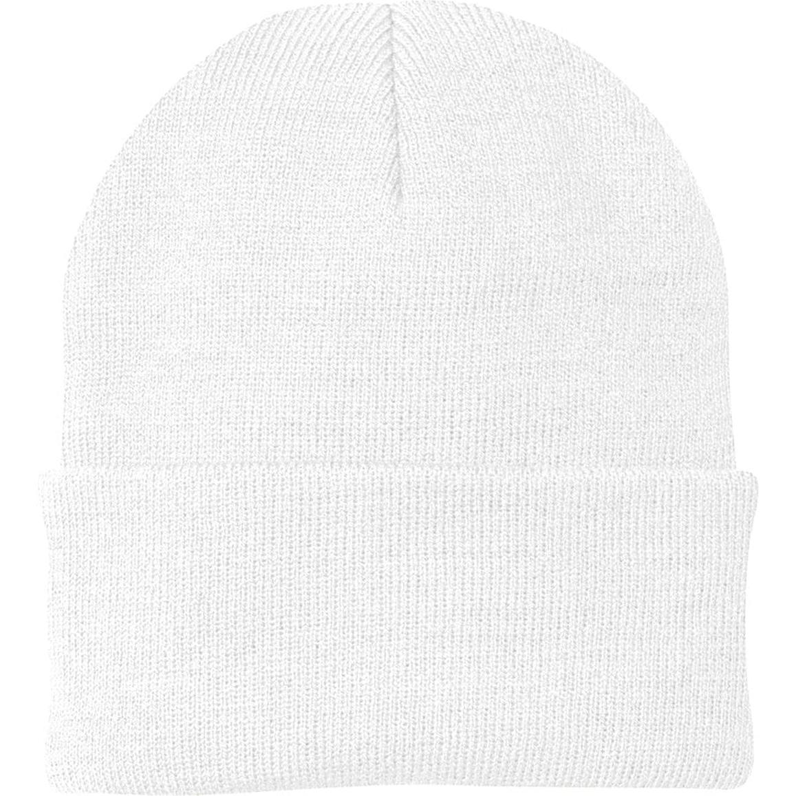no-logo Port & Company Knit Cap-Headwear-Port & Company-White-Thread Logic