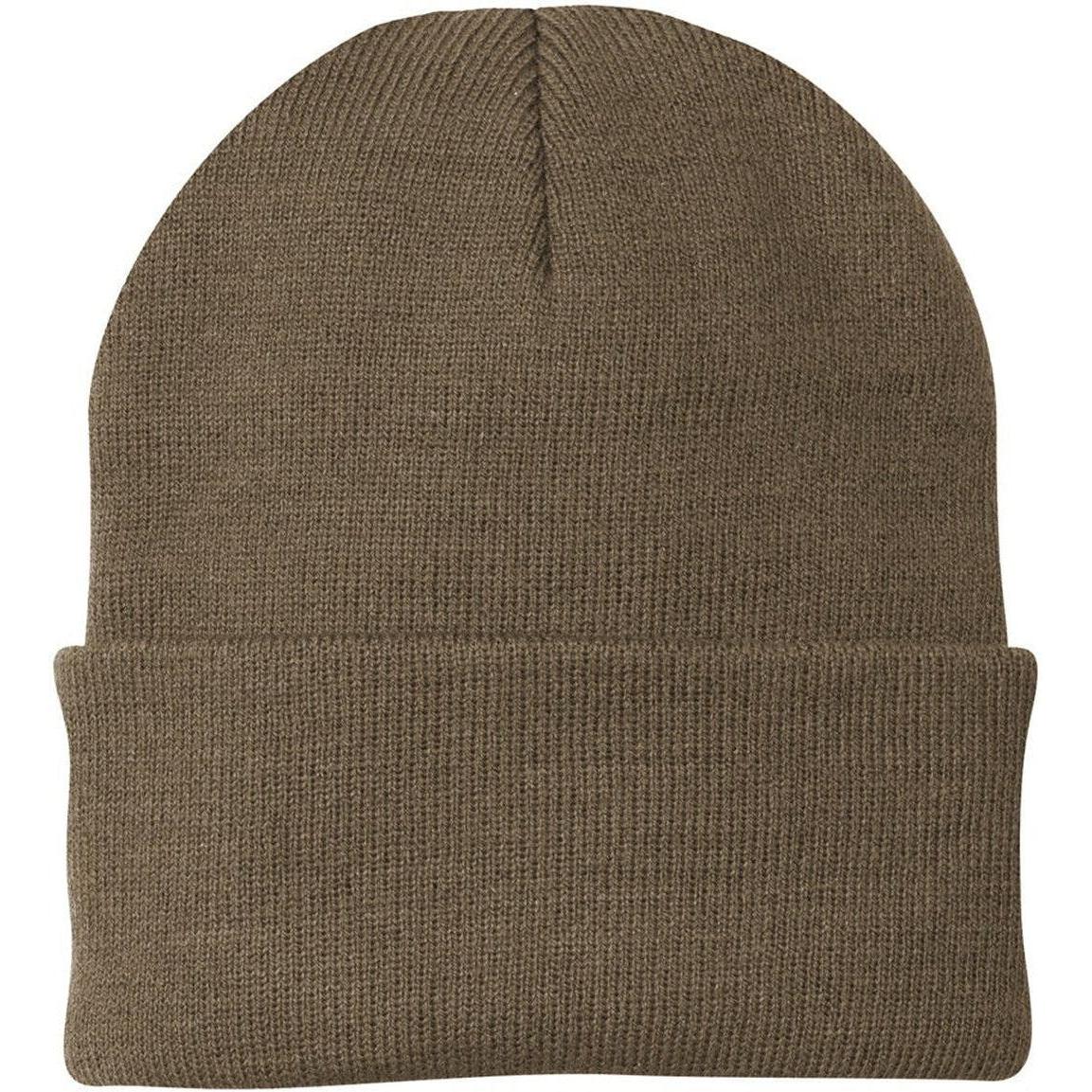 no-logo Port & Company Knit Cap-Headwear-Port & Company-Woodland Brown-Thread Logic