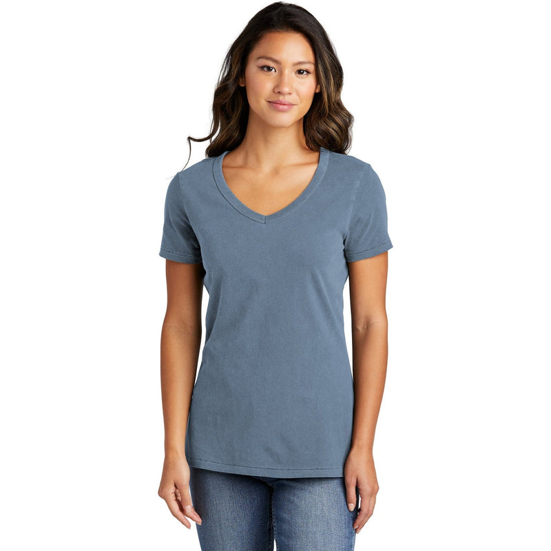 no-logo Port & Company Ladies Beach Wash Garment-Dyed V-Neck Tee-Apparel-Port & Company-Thread Logic