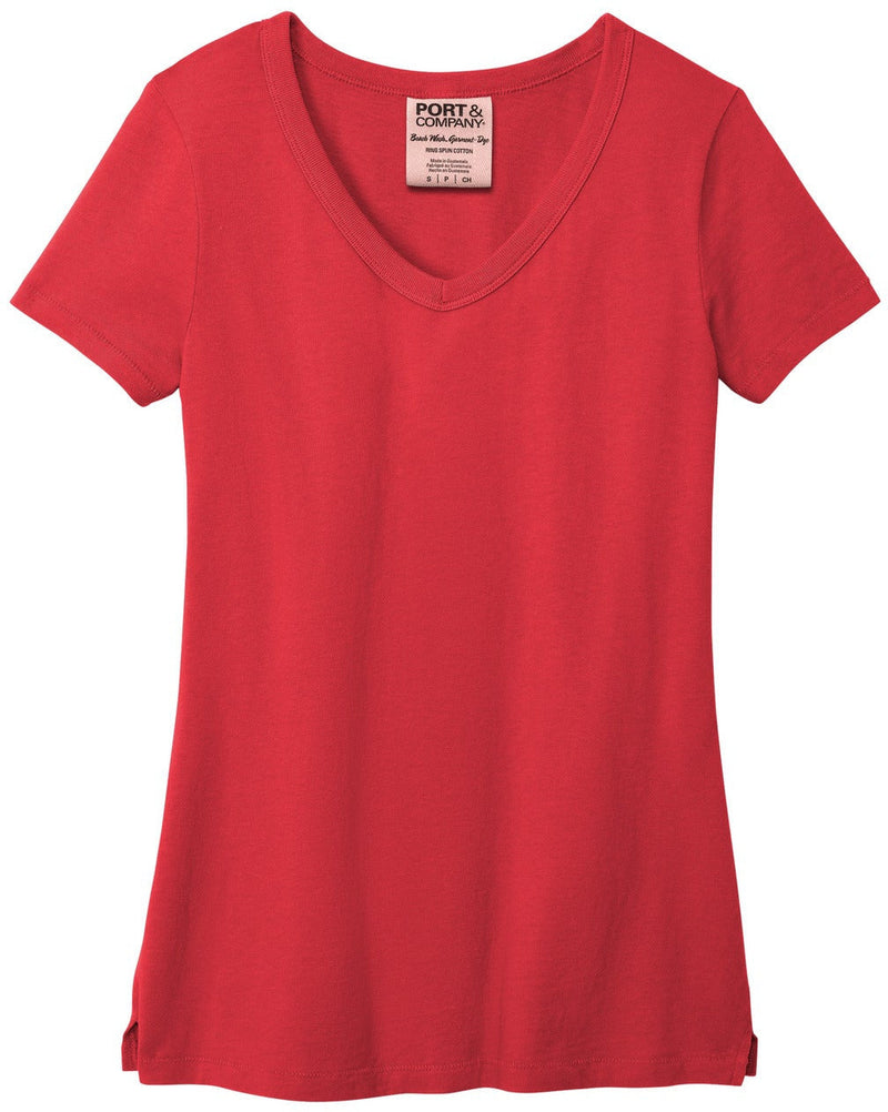 Port & Company Ladies Beach Wash Garment-Dyed V-Neck Tee