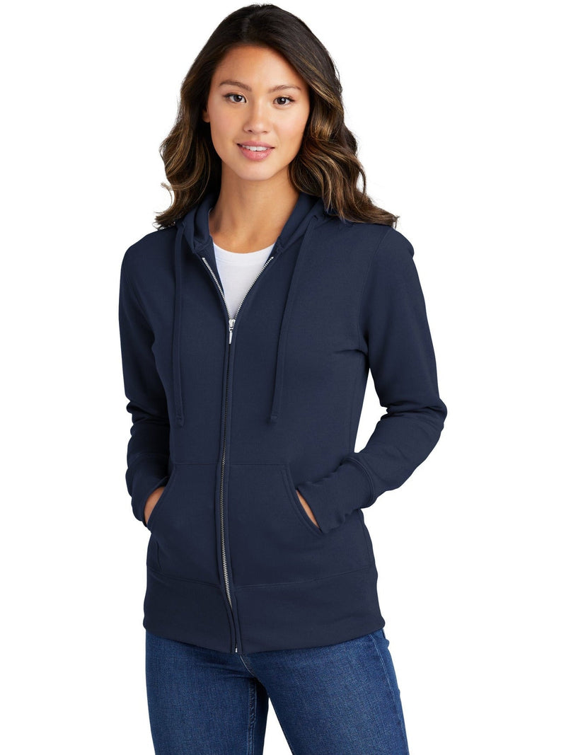 no-logo Port & Company Ladies Core Fleece Full-Zip Hooded Sweatshirt-Regular-Port & Company-Thread Logic