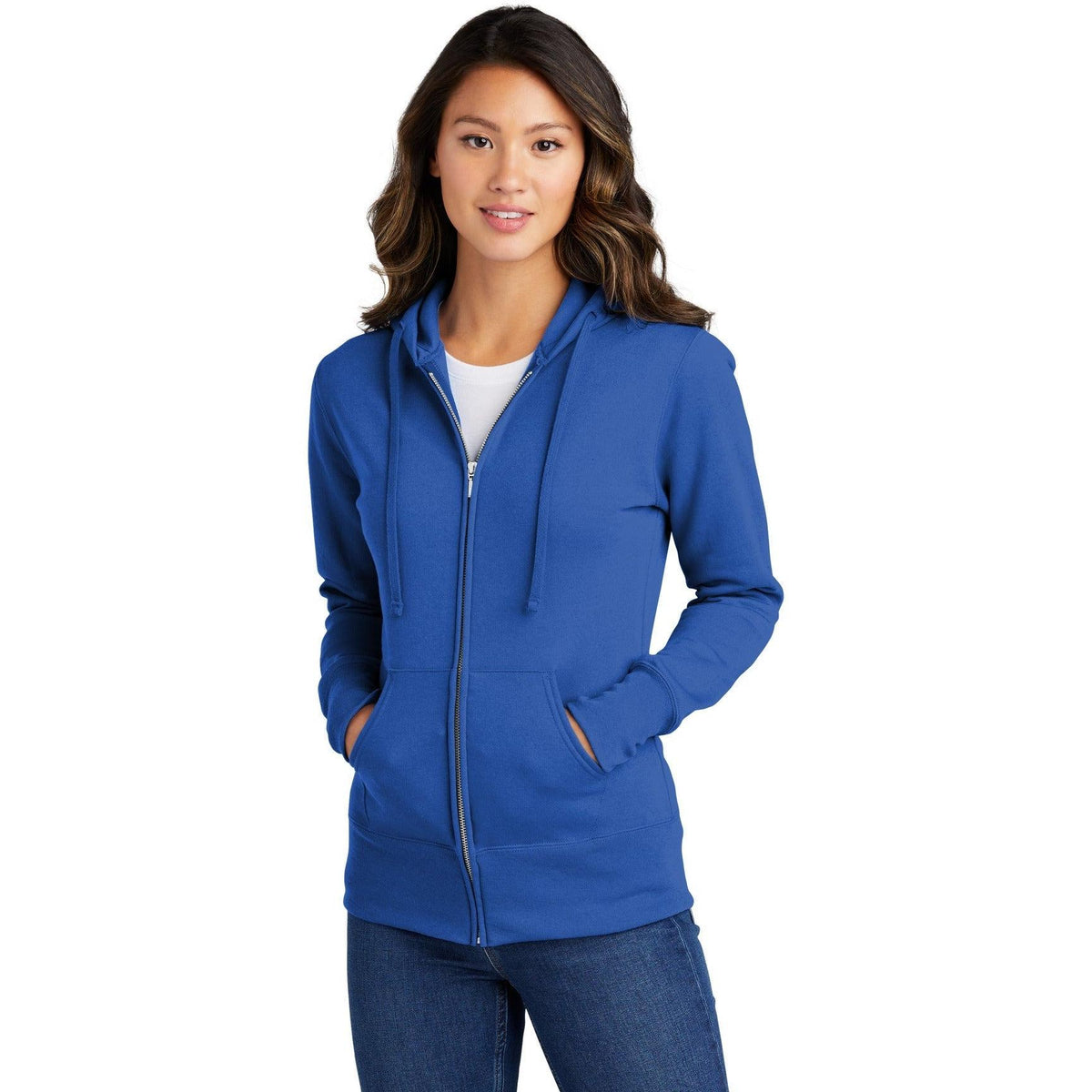 no-logo Port & Company Ladies Core Fleece Full-Zip Hooded Sweatshirt-Regular-Port & Company-Thread Logic