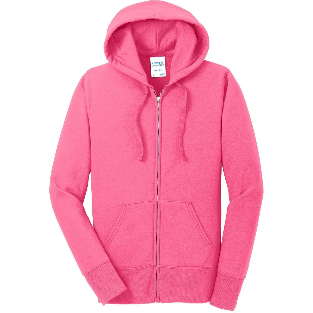 no-logo Port & Company Ladies Core Fleece Full-Zip Hooded Sweatshirt