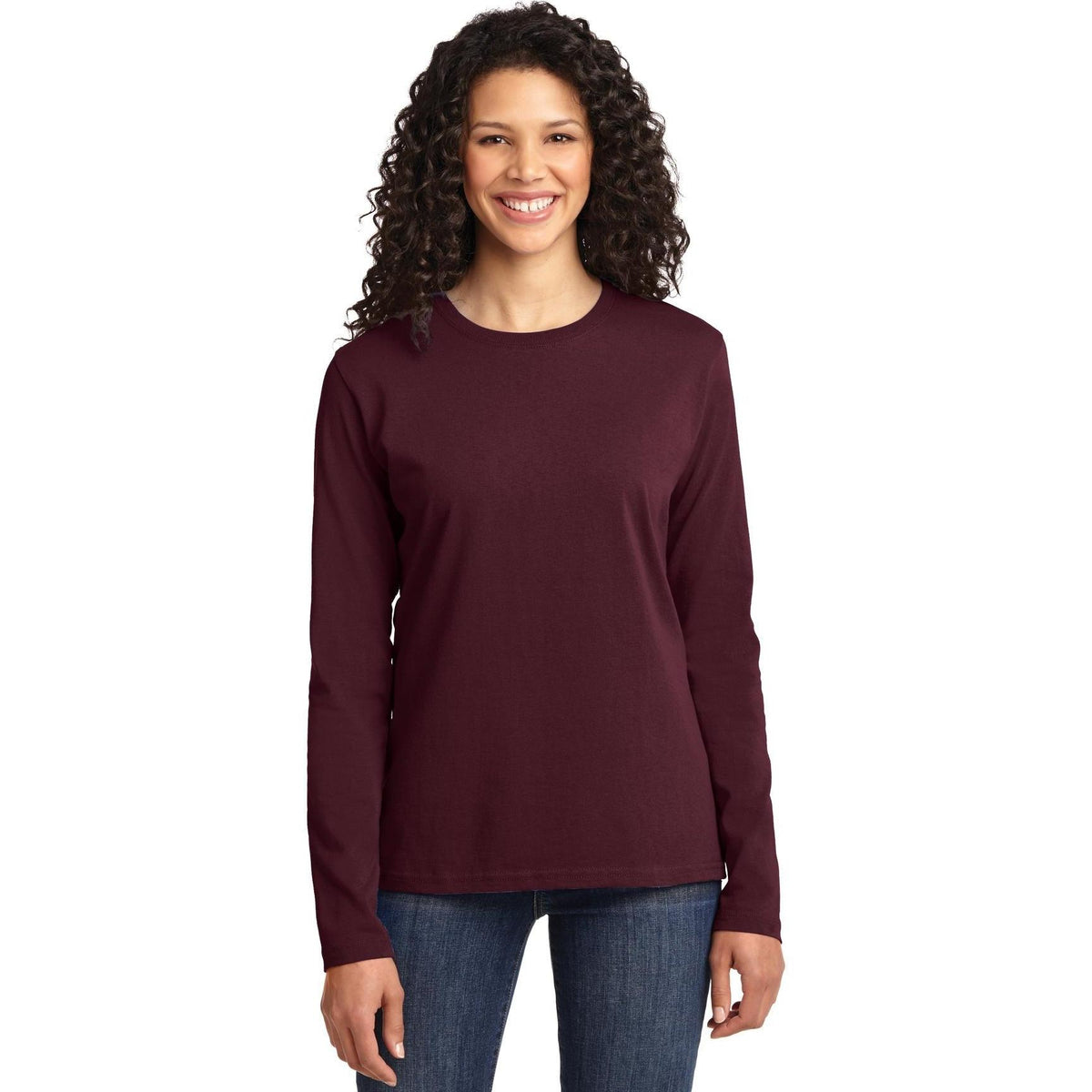 no-logo Port & Company Women's Long Sleeve Cotton T-Shirt-Regular-Port & Company-Thread Logic