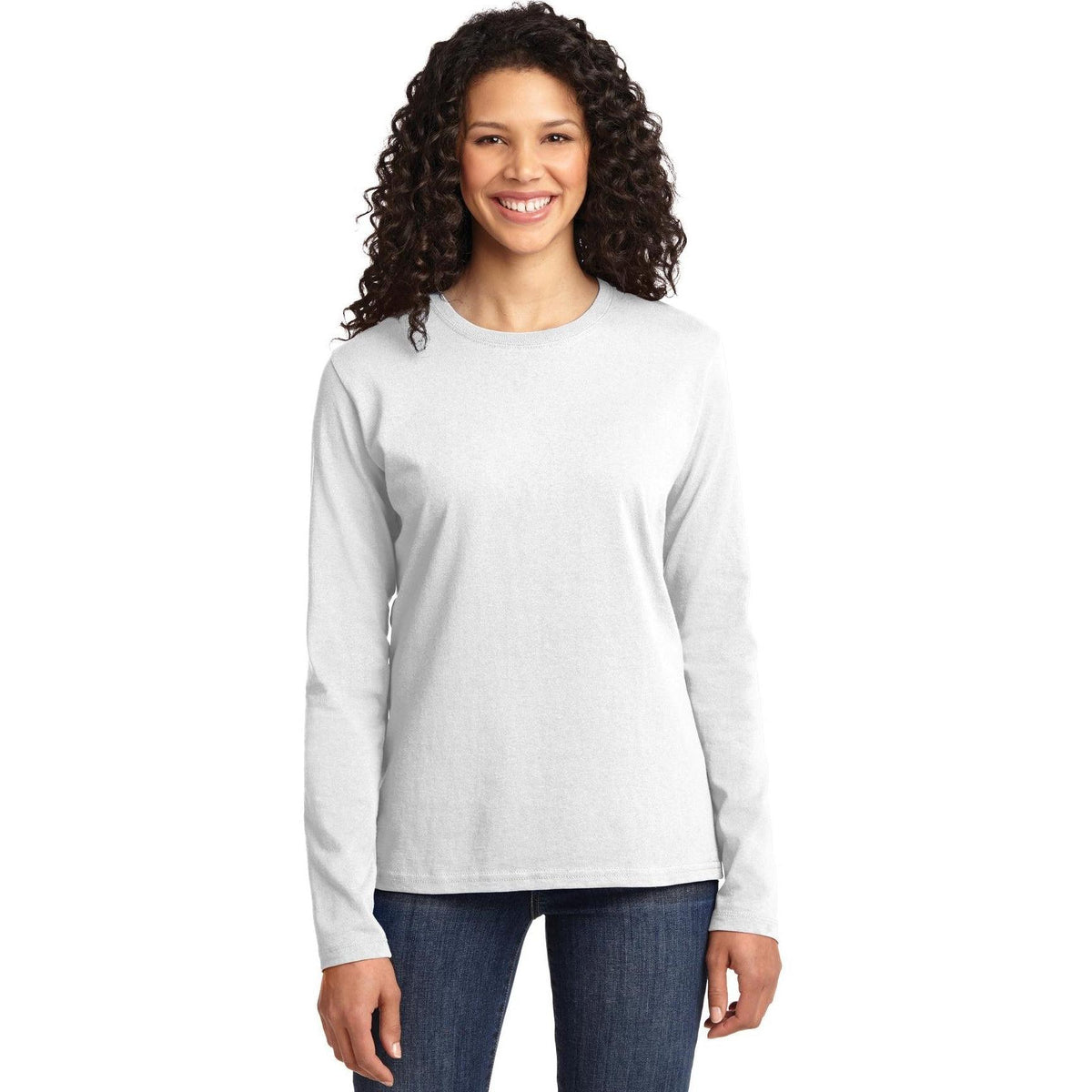 no-logo Port & Company Women's Long Sleeve Cotton T-Shirt-Regular-Port & Company-Thread Logic