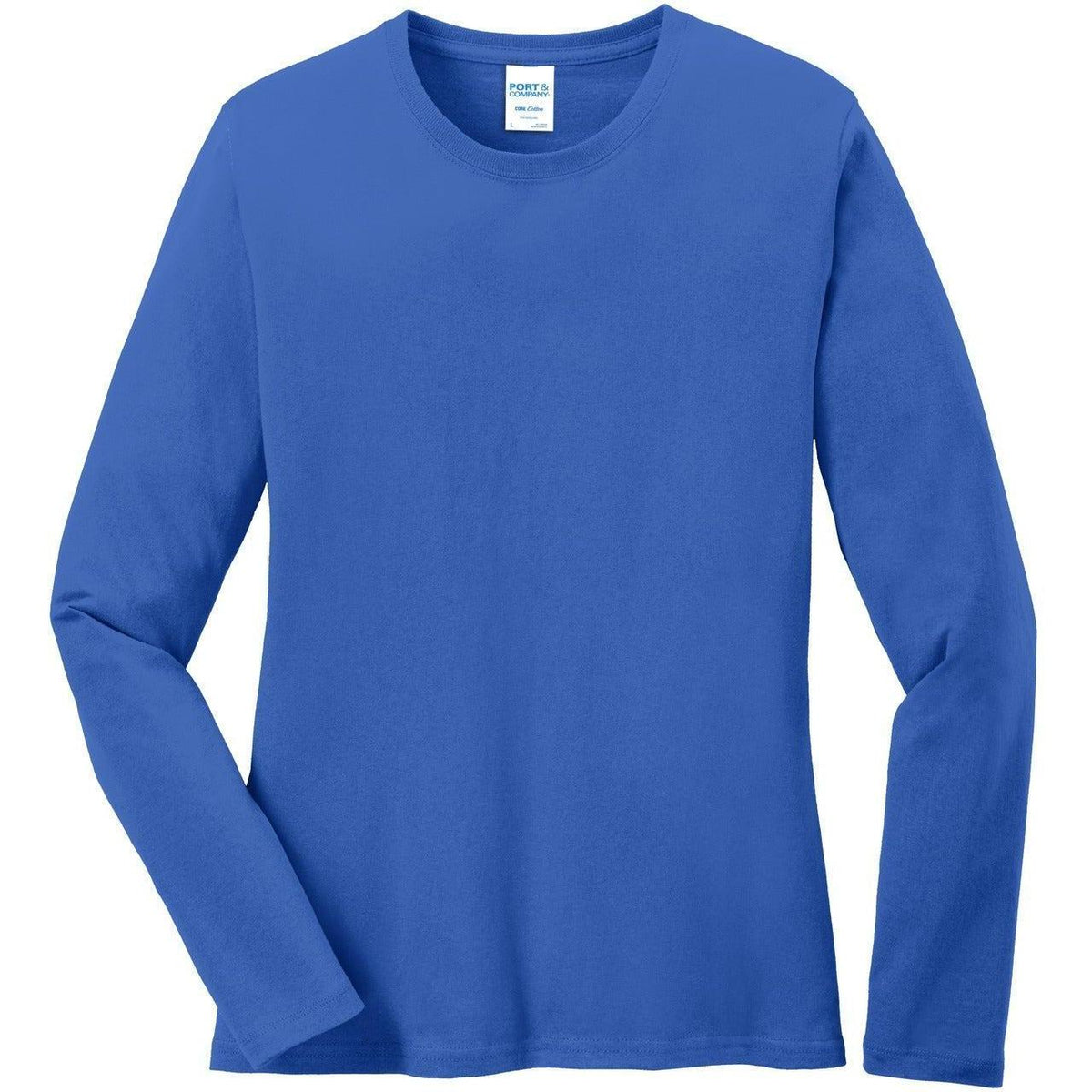 no-logo Port & Company Women's Long Sleeve Cotton T-Shirt-Regular-Port & Company-Royal-XS-Thread Logic