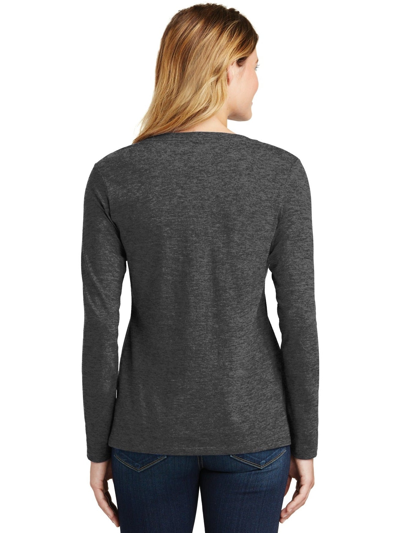 no-logo Port & Company Ladies Long Sleeve Fan Favorite V-Neck Tee-Regular-Port & Company-Thread Logic