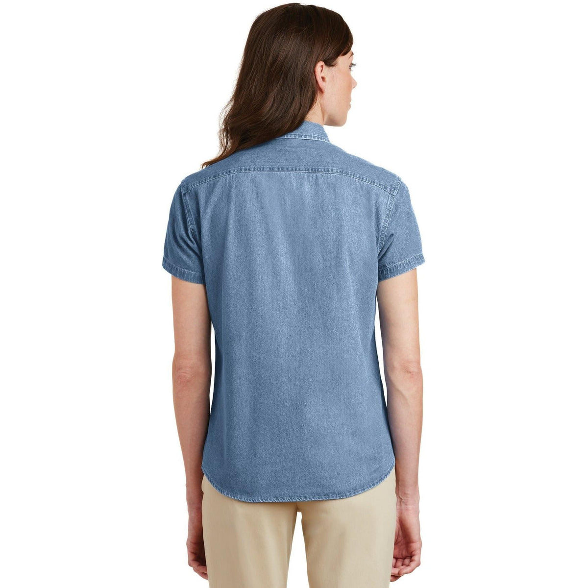 no-logo Port & Company Ladies Short Sleeve Value Denim Shirt-Regular-Port & Company-Thread Logic