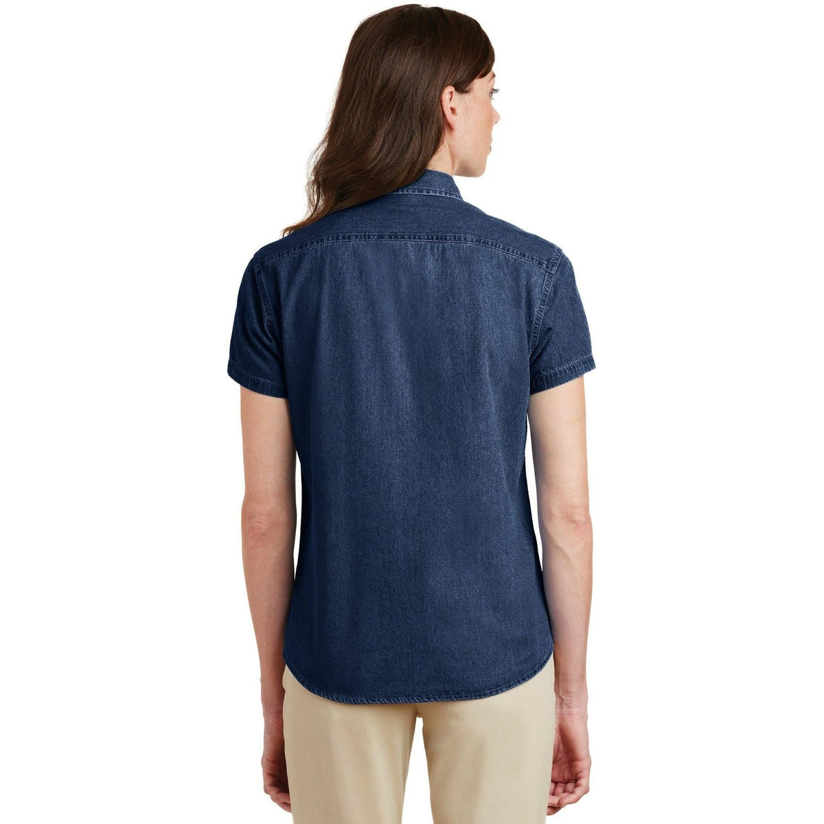 no-logo Port & Company Ladies Short Sleeve Value Denim Shirt-Regular-Port & Company-Thread Logic