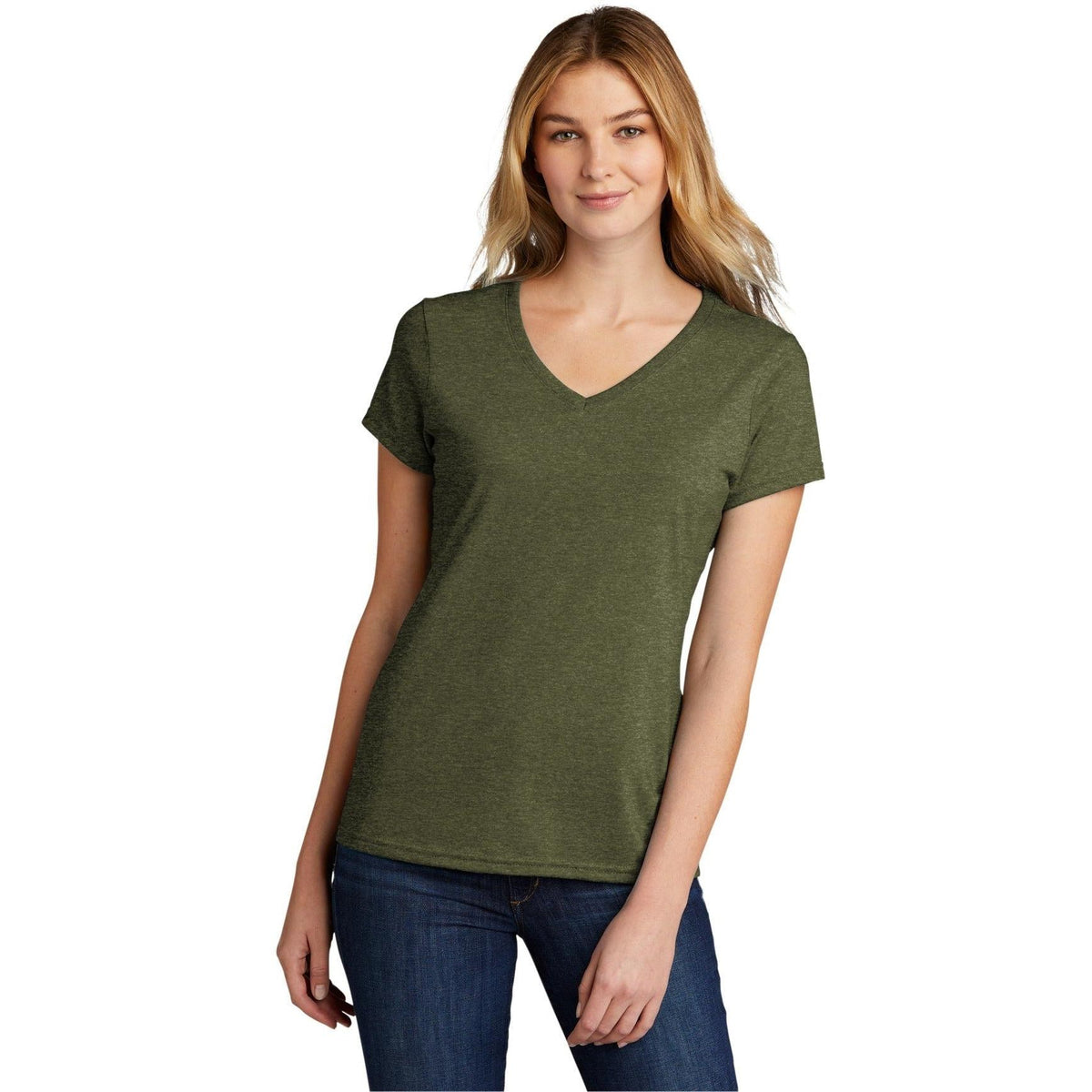 no-logo Port & Company Ladies Tri-Blend V-Neck Tee-Regular-Port & Company-Thread Logic