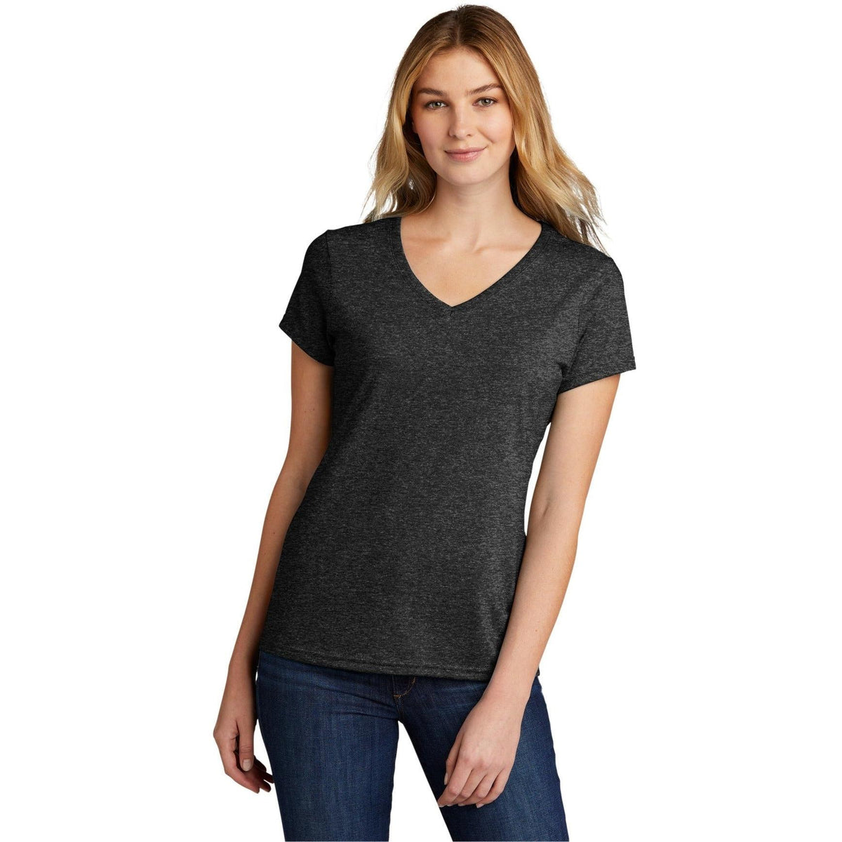 no-logo Port & Company Ladies Tri-Blend V-Neck Tee-Regular-Port & Company-Thread Logic
