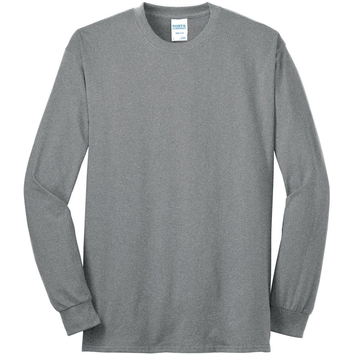 logo-left Port & Company Long Sleeve Core Blend Tee-Regular-Port & Company-Athletic Heather-S-Thread Logic