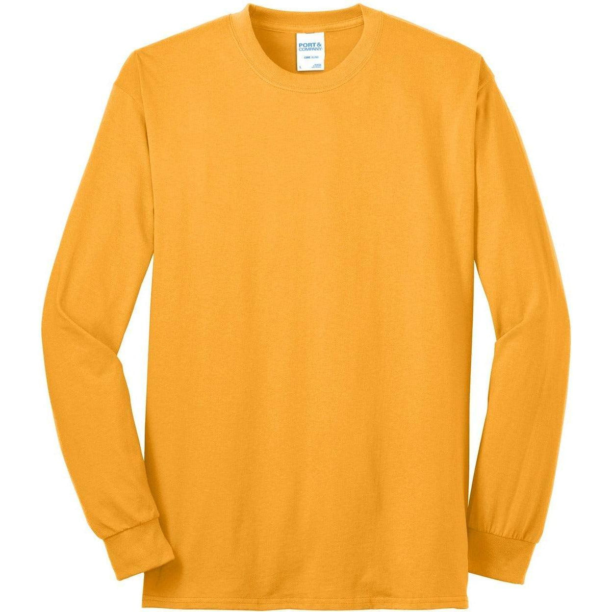logo-left Port & Company Long Sleeve Core Blend Tee-Regular-Port & Company-Gold-S-Thread Logic