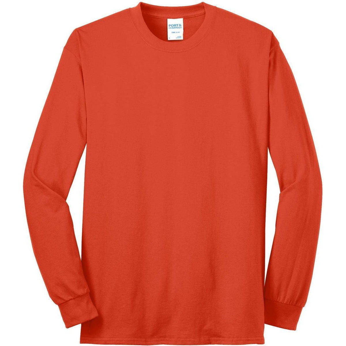 logo-left Port & Company Long Sleeve Core Blend Tee-Regular-Port & Company-Orange-S-Thread Logic