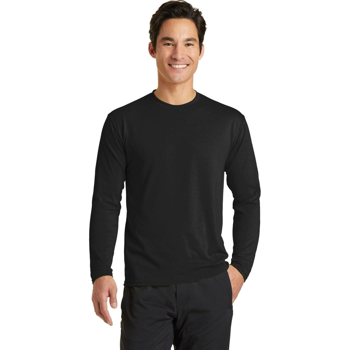 no-logo Port & Company Long Sleeve Performance Blend Tee-Regular-Port & Company-Thread Logic
