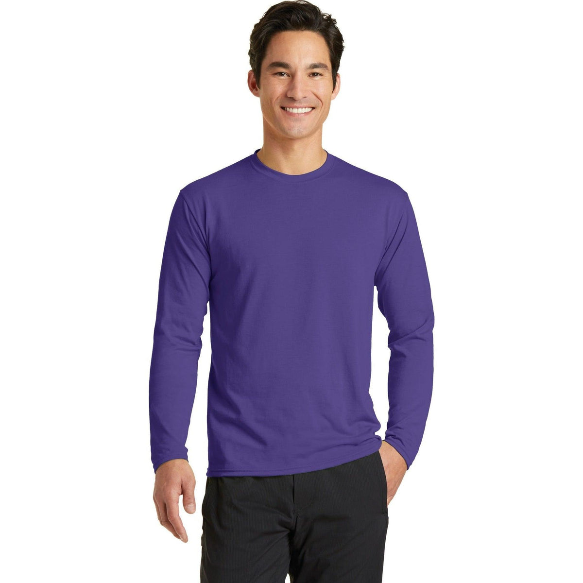 no-logo Port & Company Long Sleeve Performance Blend Tee-Regular-Port & Company-Thread Logic