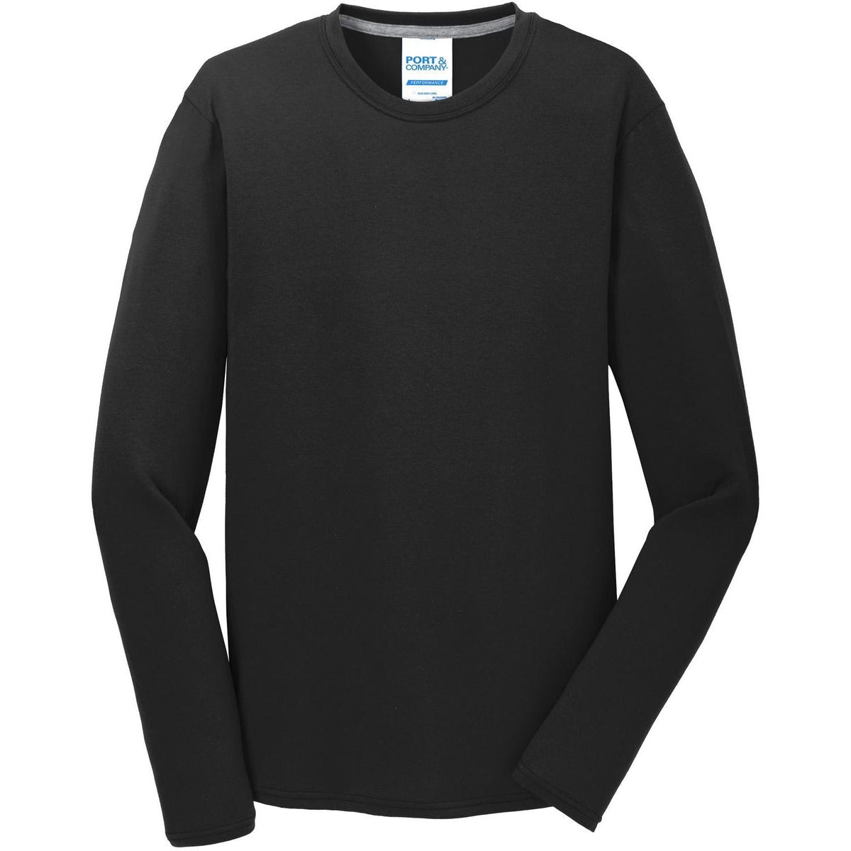 no-logo Port & Company Long Sleeve Performance Blend Tee