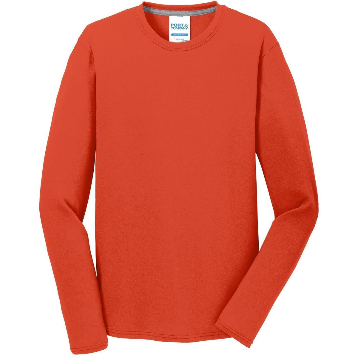 no-logo Port & Company Long Sleeve Performance Blend Tee