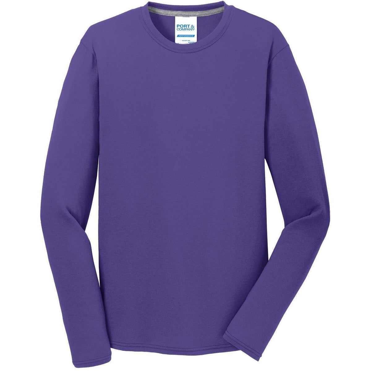 no-logo Port & Company Long Sleeve Performance Blend Tee