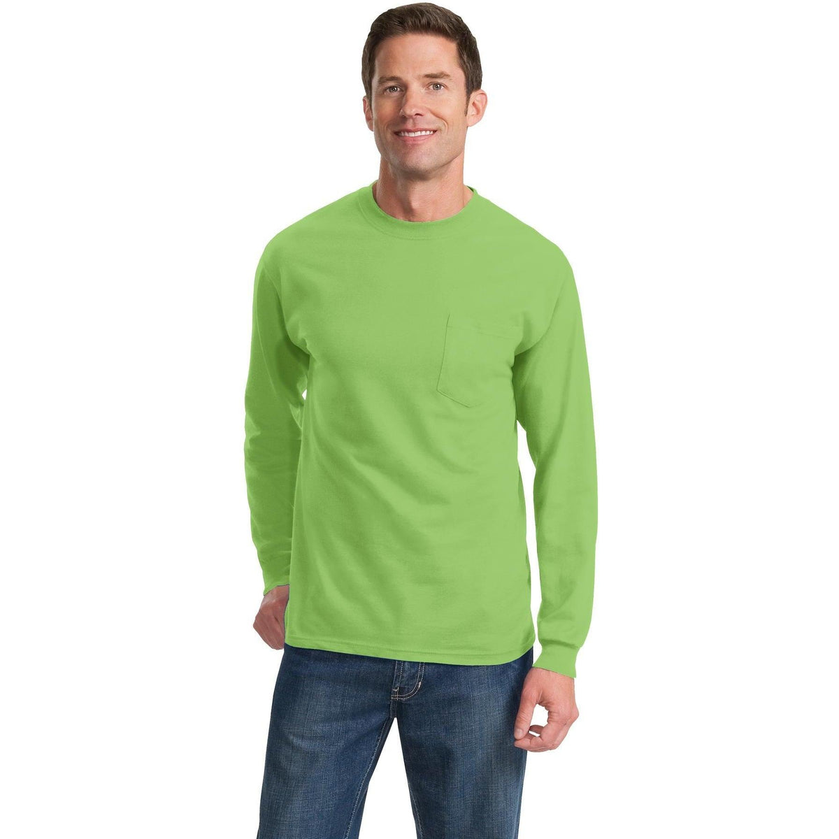 no-logo Port & Company Long Sleeve T-Shirt with Pocket-Regular-Port & Company-Thread Logic