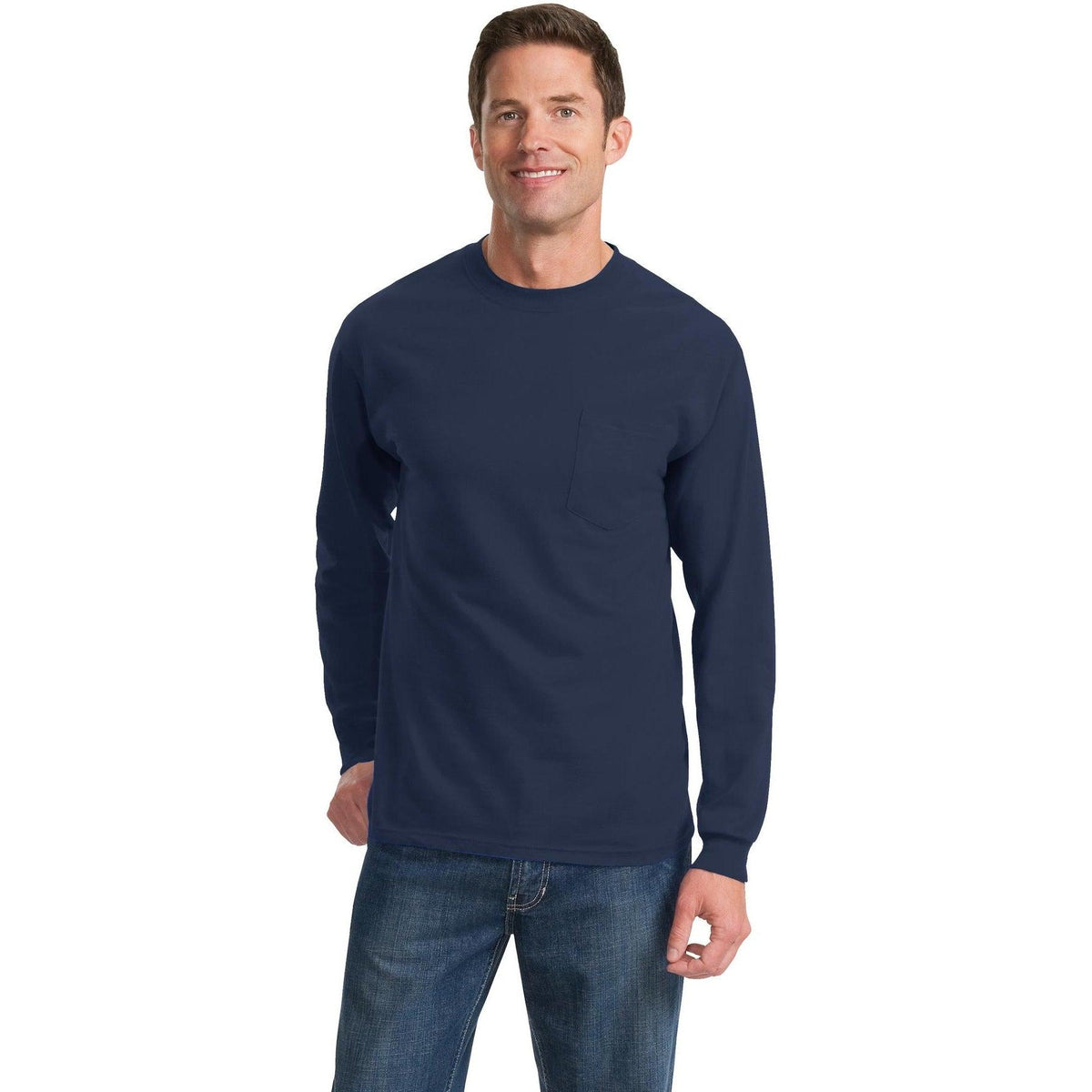no-logo Port & Company Long Sleeve T-Shirt with Pocket-Regular-Port & Company-Thread Logic