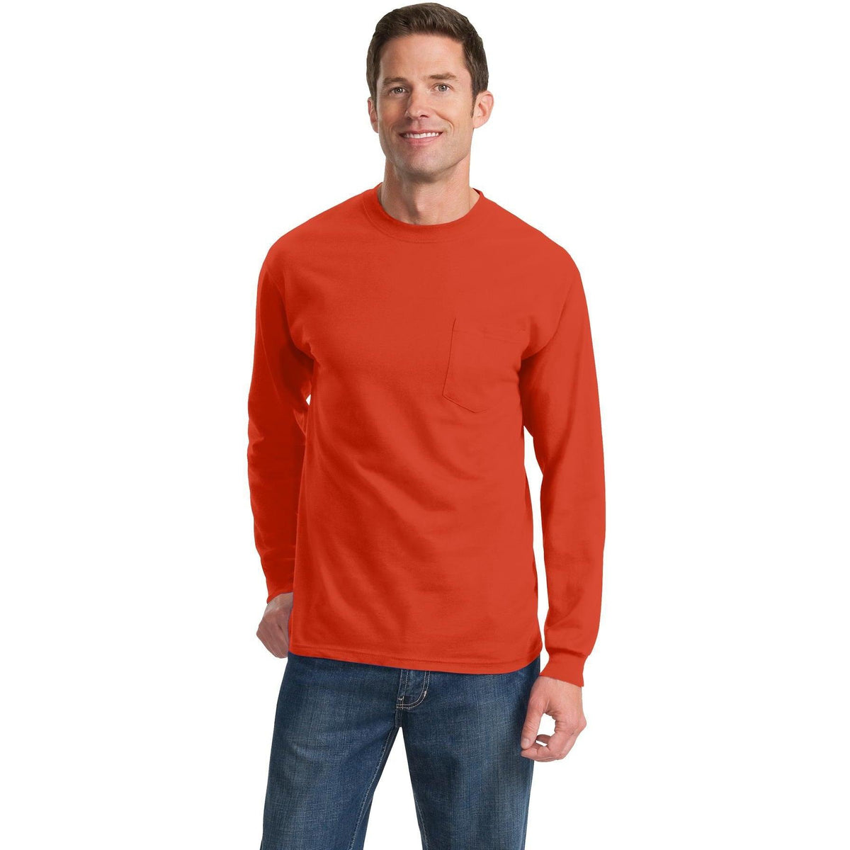 no-logo Port & Company Long Sleeve T-Shirt with Pocket-Regular-Port & Company-Thread Logic