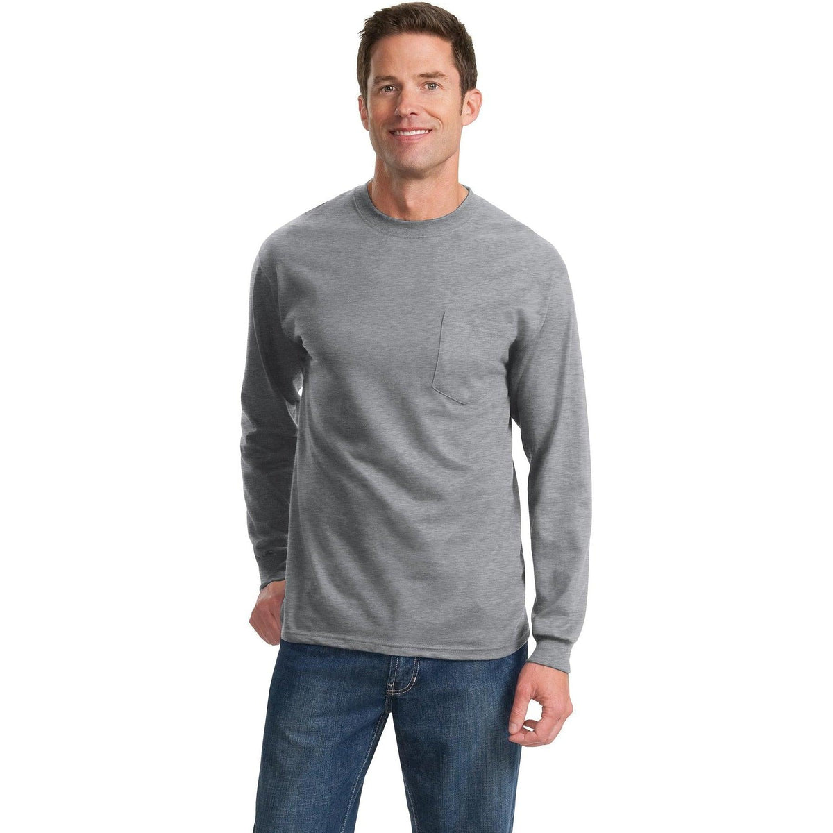 no-logo Port & Company Long Sleeve T-Shirt with Pocket-Regular-Port & Company-Thread Logic