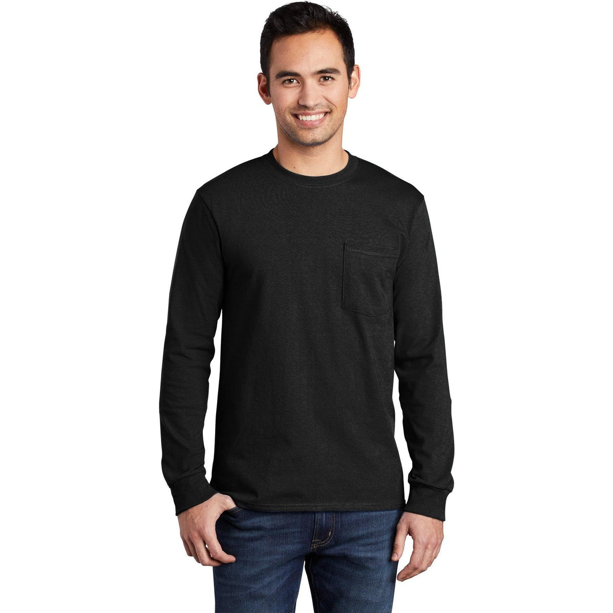 no-logo Port & Company Long Sleeve T-Shirt with Pocket-Regular-Port & Company-Thread Logic