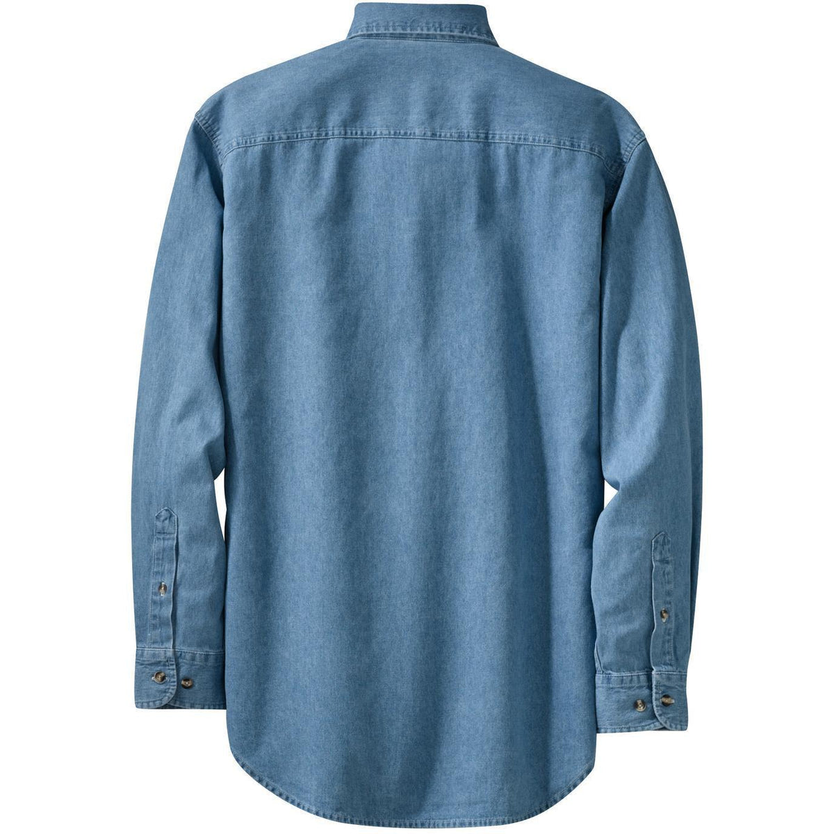 no-logo Port & Company Long Sleeve Value Denim Shirt-Dress Shirts-Port & Company-Thread Logic