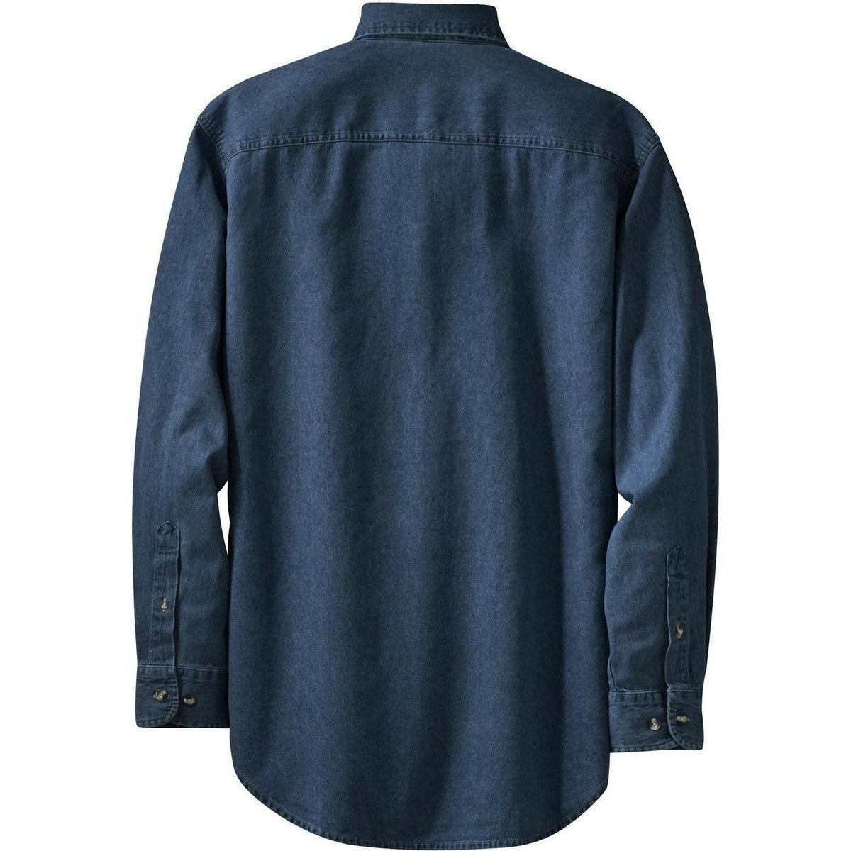 no-logo Port & Company Long Sleeve Value Denim Shirt-Dress Shirts-Port & Company-Thread Logic