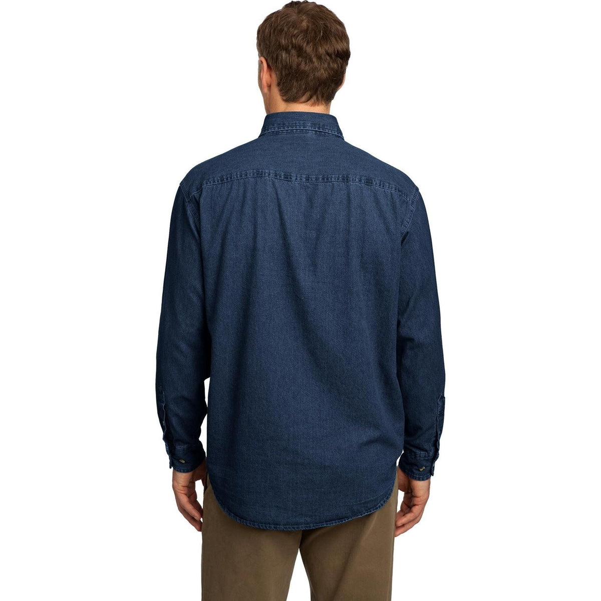 no-logo Port & Company Long Sleeve Value Denim Shirt-Dress Shirts-Port & Company-Thread Logic