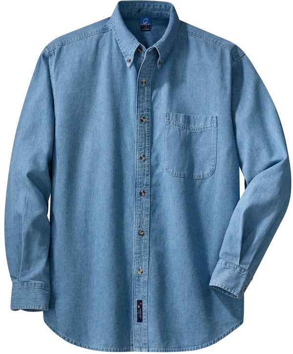Port & Company Long Sleeve Value Denim Shirt-Regular-Port & Company-Faded Blue-S-Thread Logic