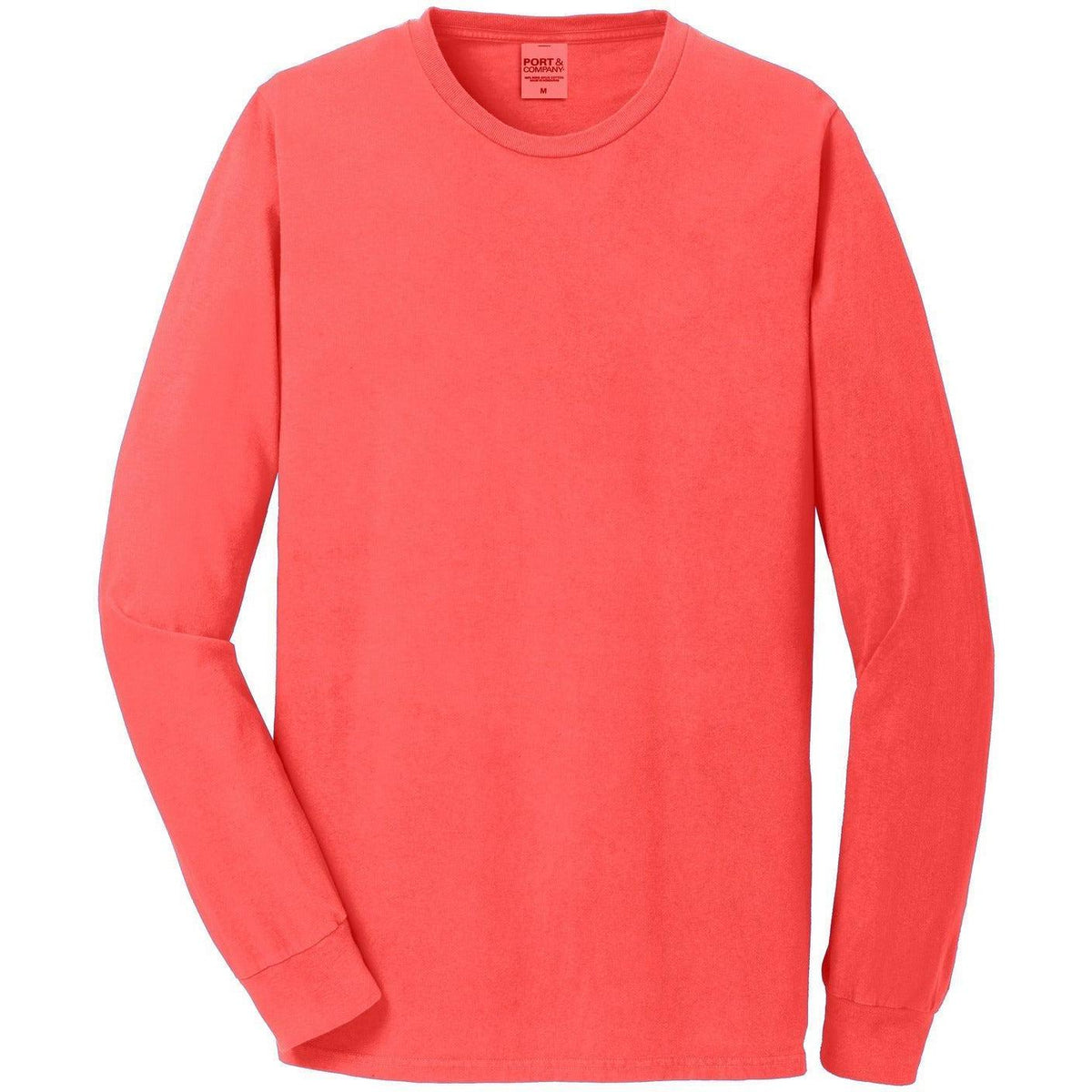 no-logo Port & Company Pigment-Dyed Long Sleeve Tee-Regular-Port & Company-Poppy-S-Thread Logic