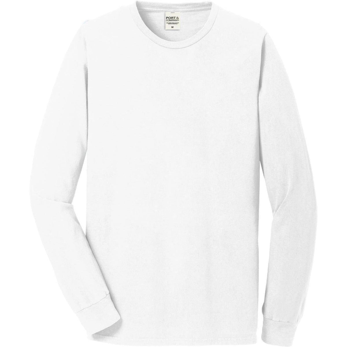 no-logo Port & Company Pigment-Dyed Long Sleeve Tee-Regular-Port & Company-White-S-Thread Logic