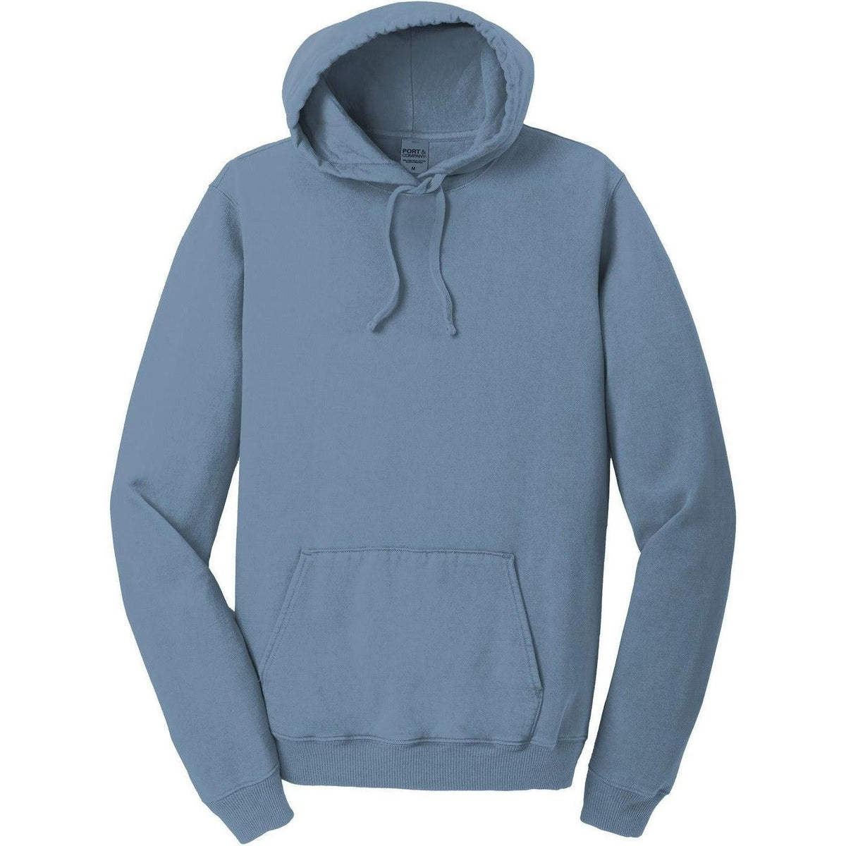 logo-left Port & Company Pigment-Dyed Pullover Hooded Sweatshirt-Hoodies-Port & Company-Denim Blue-S-Thread Logic