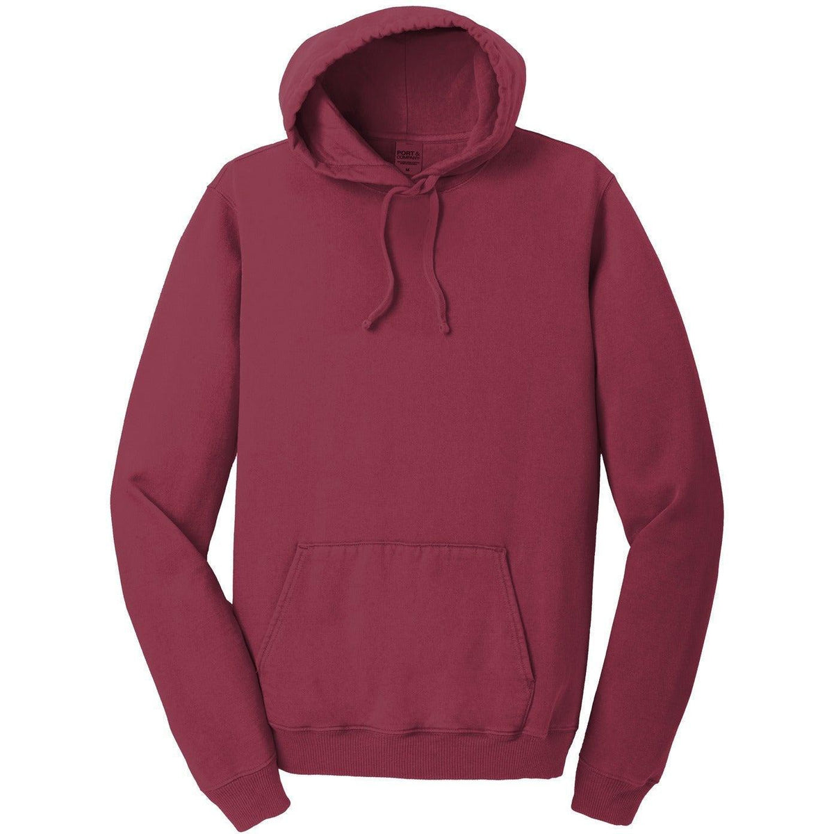 logo-left Port & Company Pigment-Dyed Pullover Hooded Sweatshirt-Hoodies-Port & Company-Merlot-S-Thread Logic