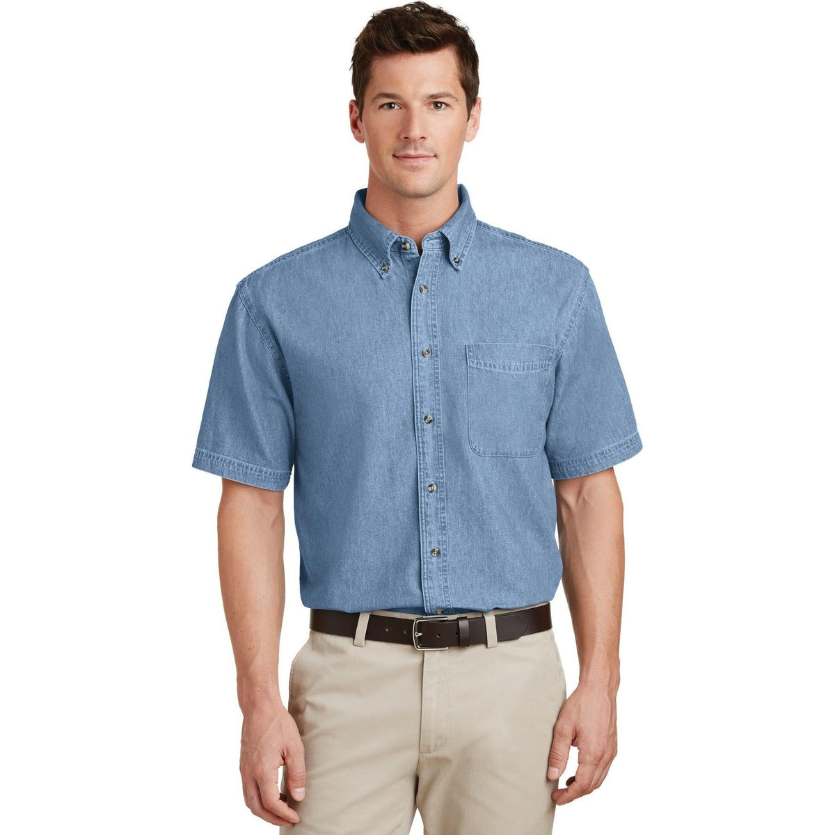 no-logo Port & Company Short Sleeve Value Denim Shirt-Regular-Port & Company-Thread Logic