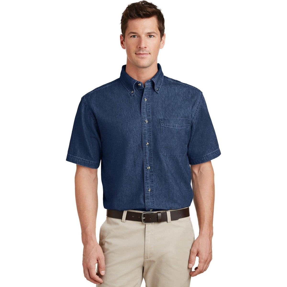 no-logo Port & Company Short Sleeve Value Denim Shirt-Regular-Port & Company-Thread Logic