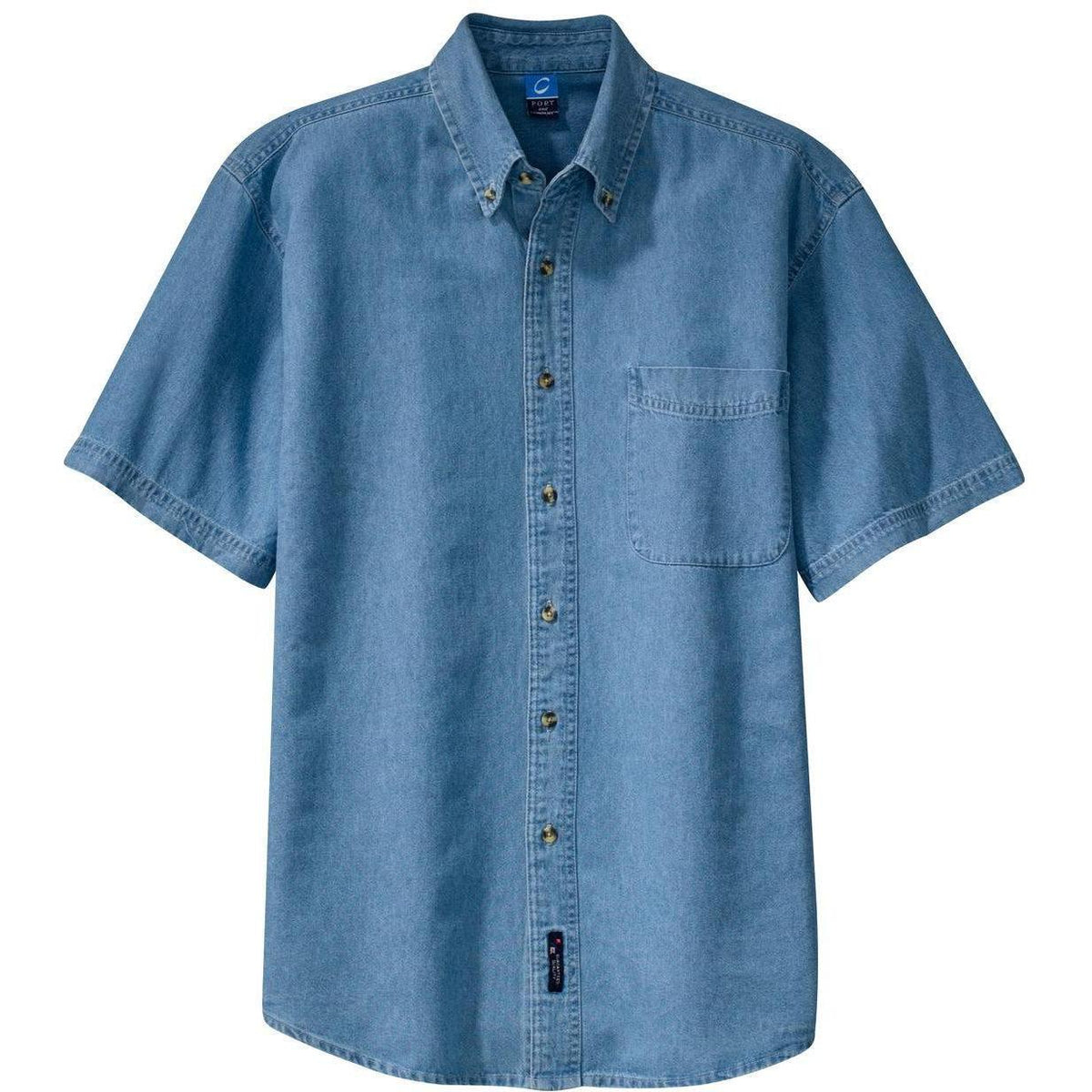 no-logo Port & Company Short Sleeve Value Denim Shirt-Regular-Port & Company-Faded Blue-S-Thread Logic