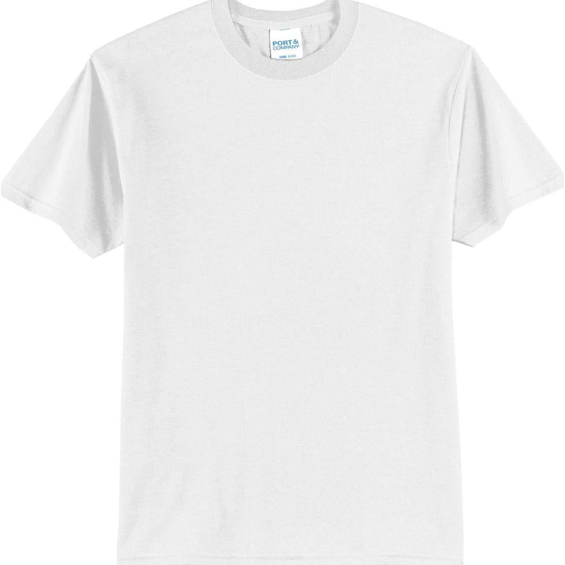 no-logo Port & Company Tall Core Blend Tee-Polos-Port & Company-White-LT-Thread Logic