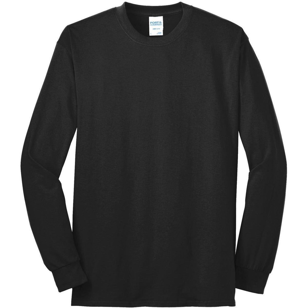 no-logo Port & Company Tall Long Sleeve Core Blend Tee-Regular-Port & Company-Jet Black-LT-Thread Logic