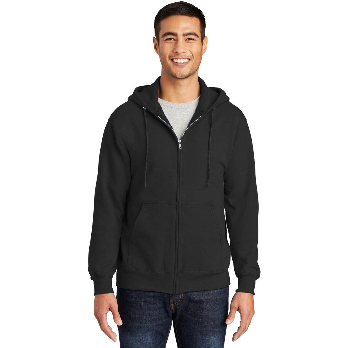no-logo Port & Company Tall Ultimate Full- Zip Hooded Sweatshirt-Full Zips-Port & Company-Thread Logic