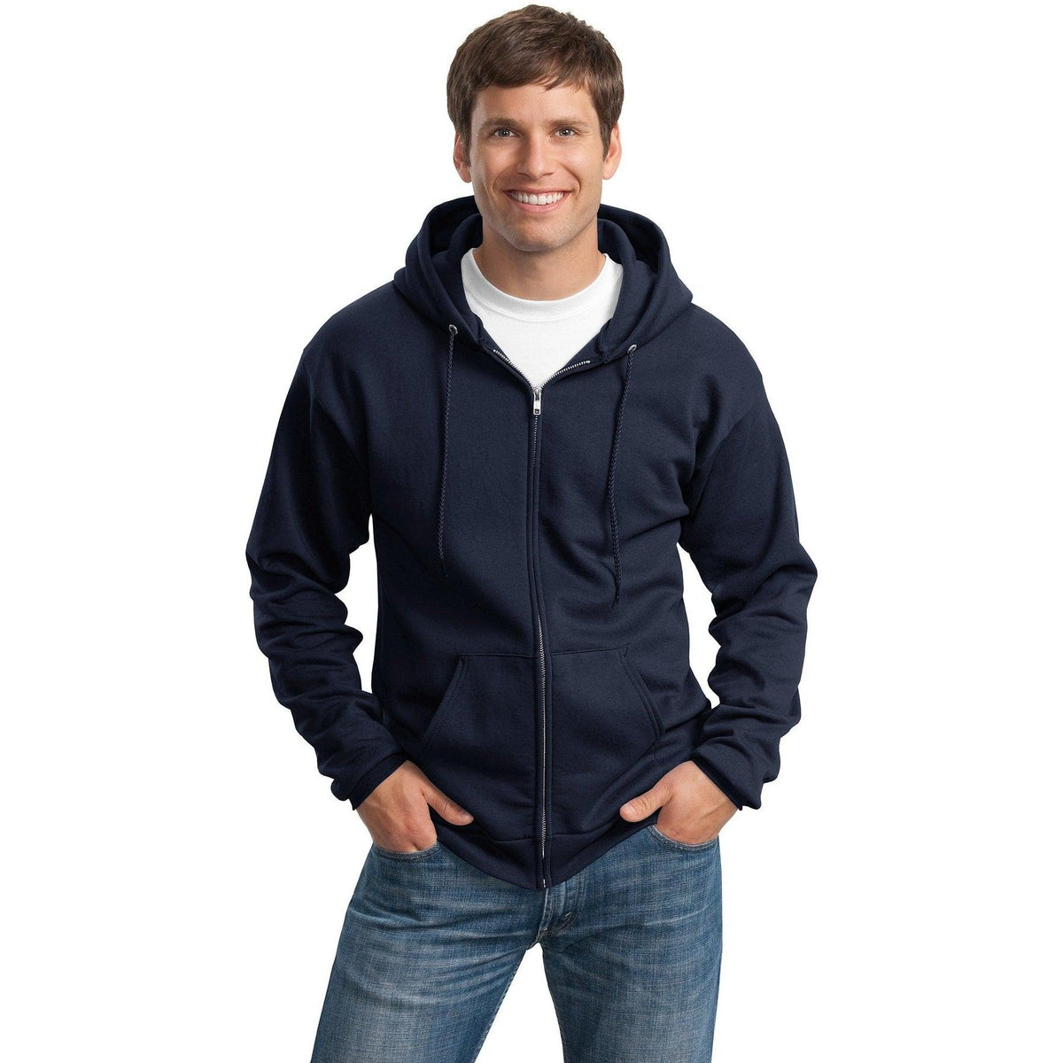 no-logo Port & Company Tall Ultimate Full- Zip Hooded Sweatshirt-Full Zips-Port & Company-Thread Logic