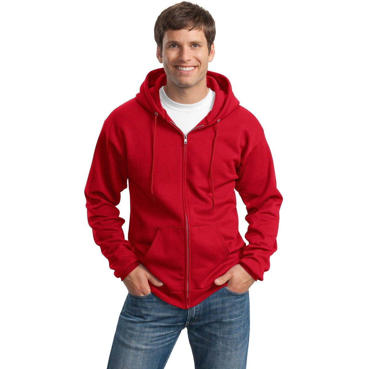 no-logo Port & Company Tall Ultimate Full- Zip Hooded Sweatshirt-Full Zips-Port & Company-Thread Logic