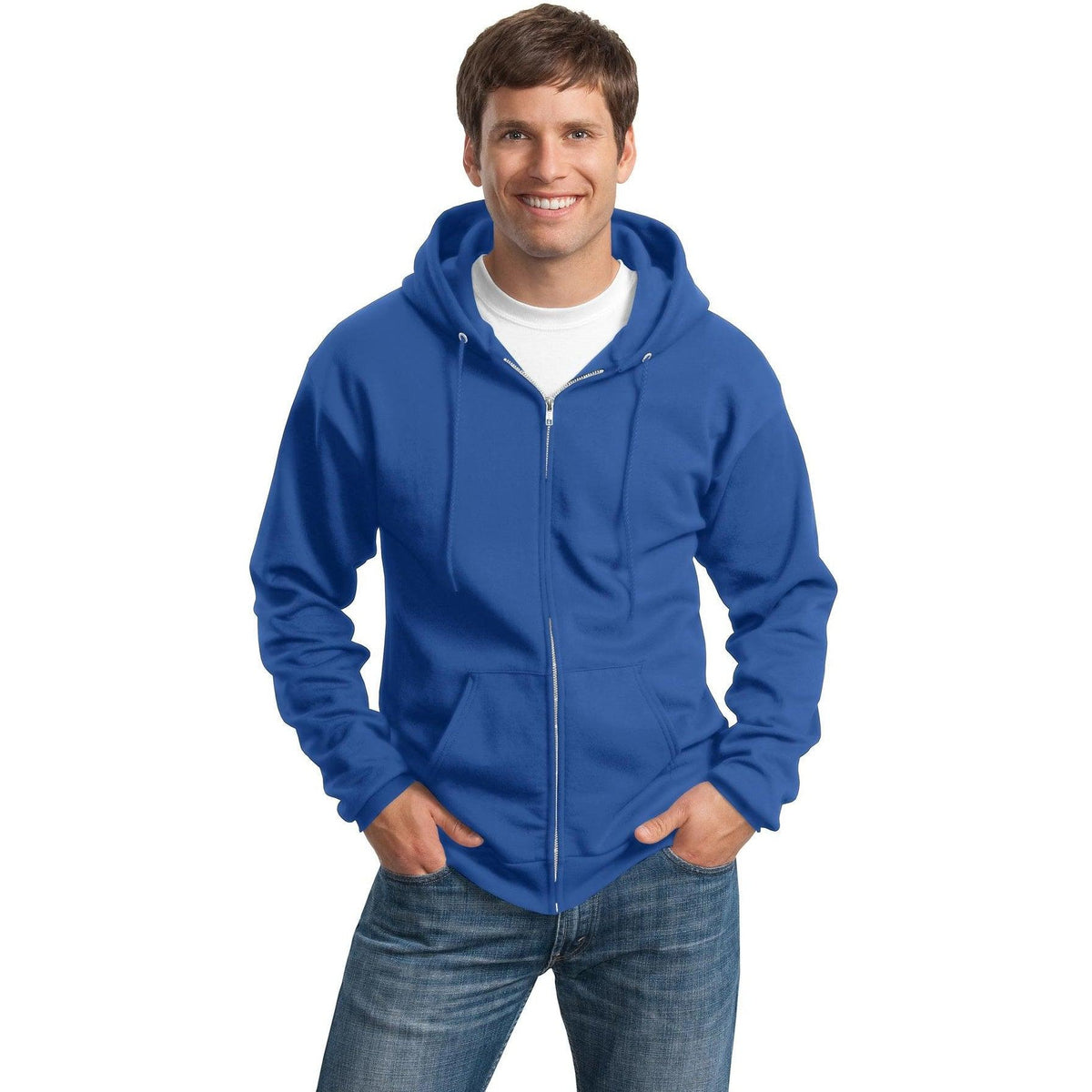 no-logo Port & Company Tall Ultimate Full- Zip Hooded Sweatshirt-Full Zips-Port & Company-Thread Logic